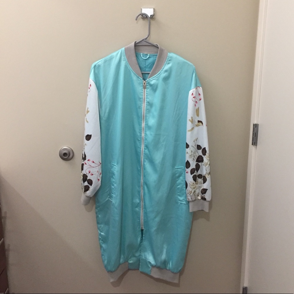 Oversized Color Block Bomber Jacket